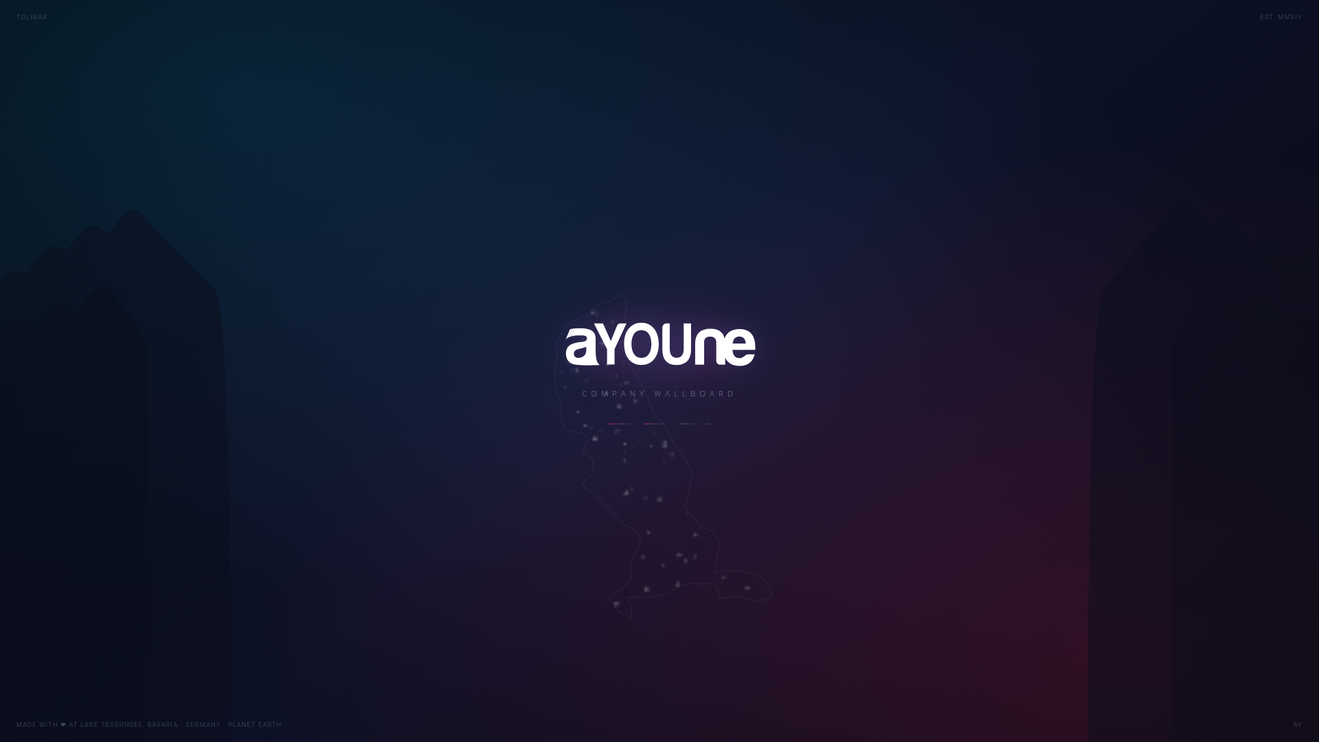 Company wall display starting up with the aYOUne splash screen