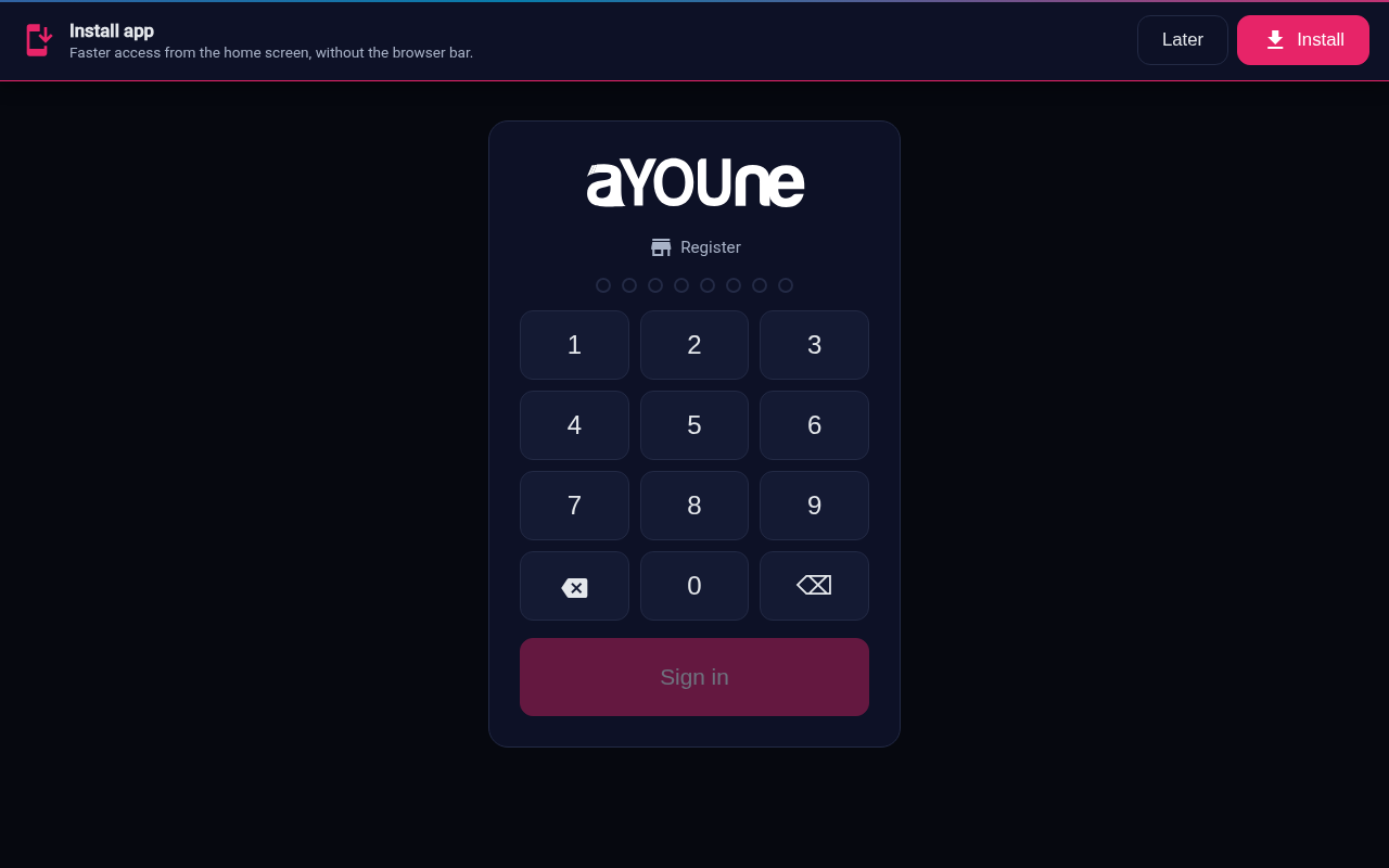POS till with PIN login screen